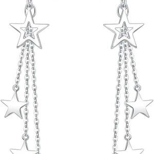 Temperament Long Star Tassel Drop Dangle Earring for Women Shiny Starlight Firew